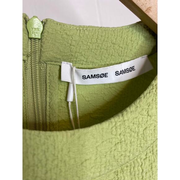 SAMSOE SAMSOE Junis Sage Green Crinkle Crewneck Shift Dress MEDIUM NWT $170 - Picture 11 of 12